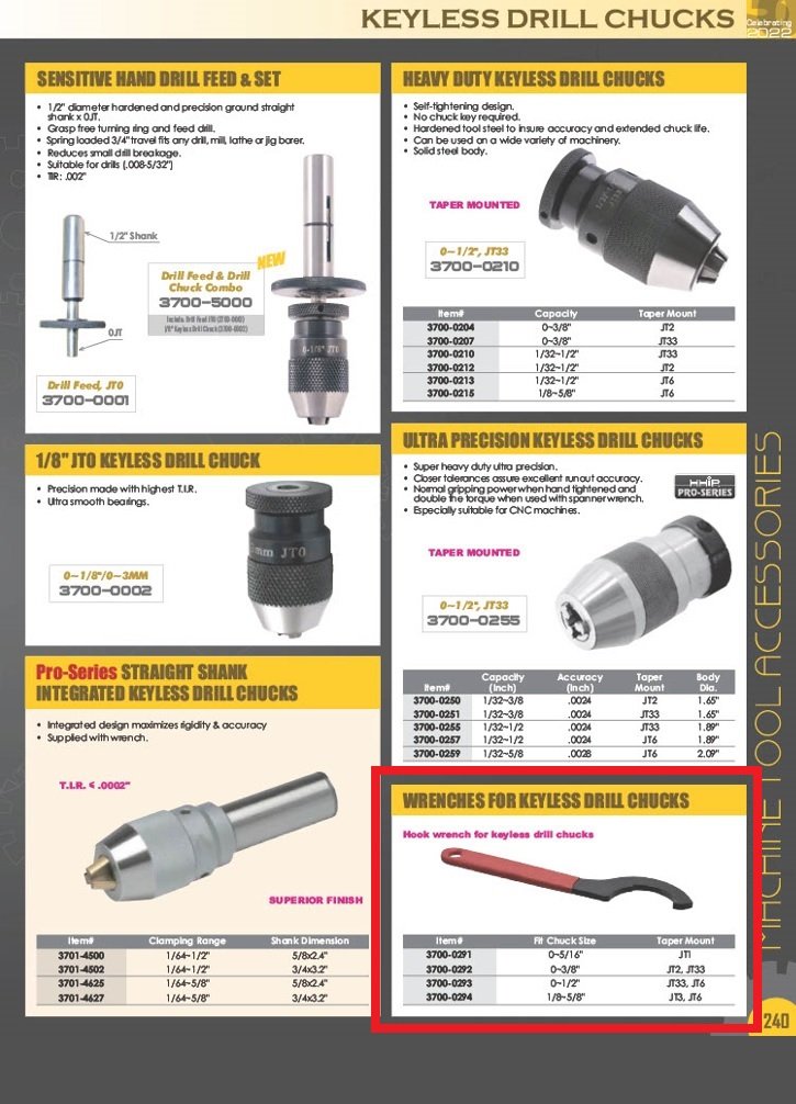 VERTEX KEYLESS DRILL CHUCK WRENCH FOR 0-3/8" JT2 & JT33 DRILL CHUCKS (3700-0292) - Image 2
