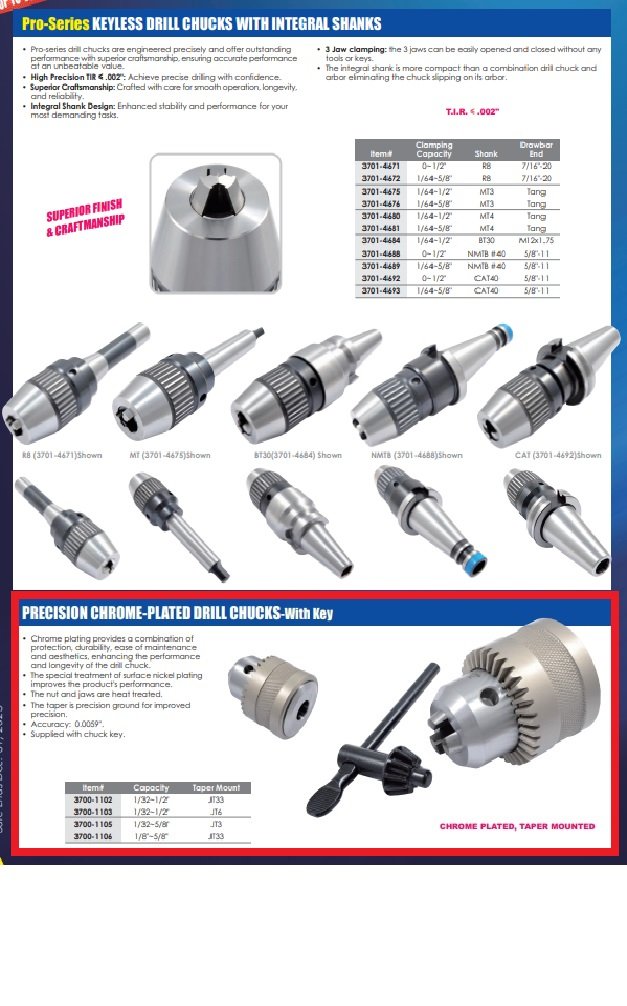 1/8-5/8" JT33 CHROME-PLATED DRILL CHUCK WITH KEY (3700-1106) - Image 4
