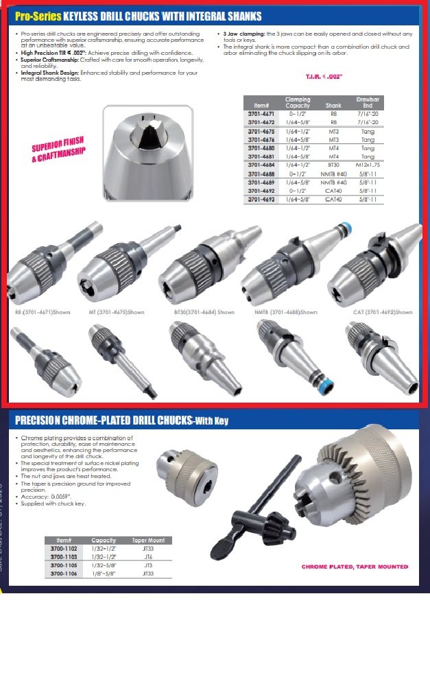 PRO-SERIES 1/64-1/2" MT4 INTEGRATED KEYLESS DRILL CHUCK (3701-4680) - Image 5