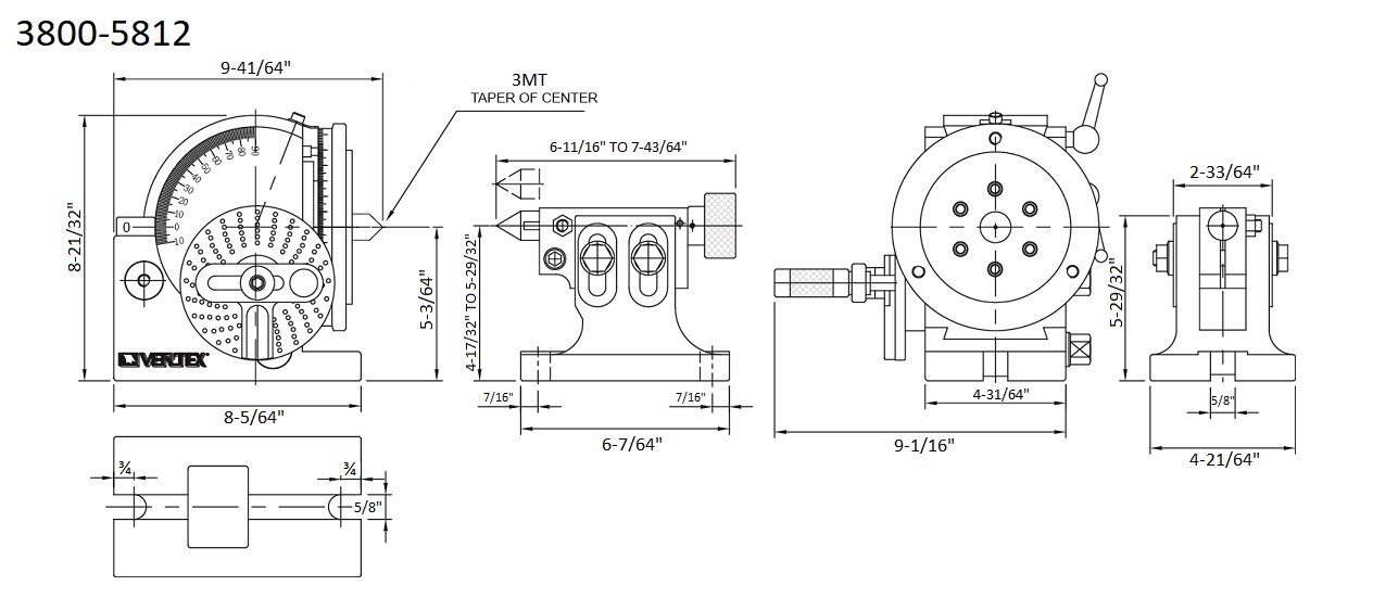 VERTEX 10" SEMI-UNIVERSAL DIVIDING HEAD SET (3800-5812) - Image 5