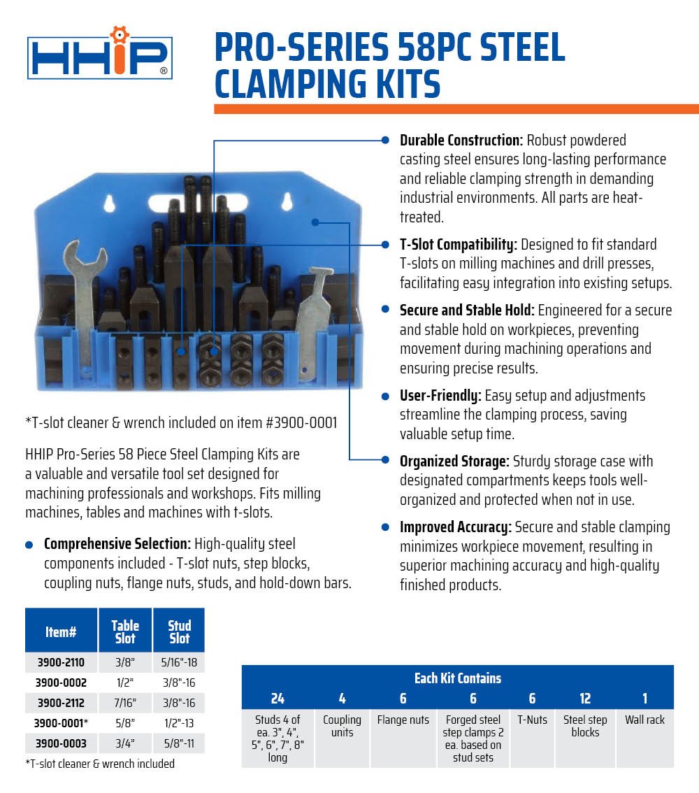 58 PIECE CLAMPING KIT (1/2 INCH SLOT; 3/8-16) (3900-0002) - Image 4