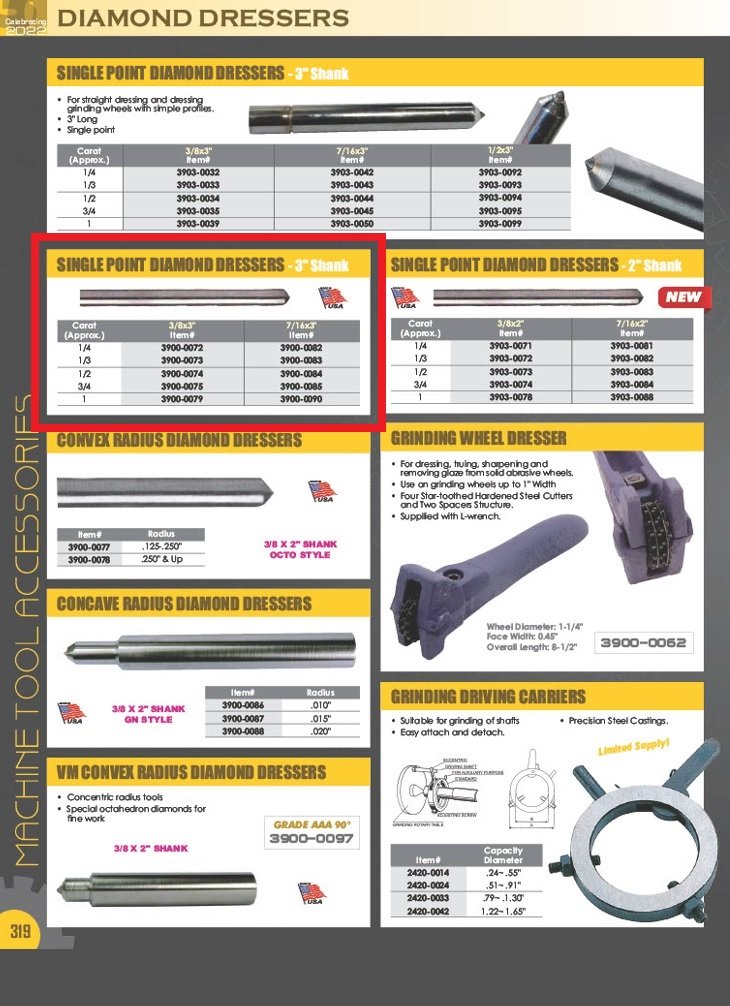 1/4 CARAT X 7/16 X 3" SINGLE POINT DIAMOND DRESSER (3900-0082) - Image 2