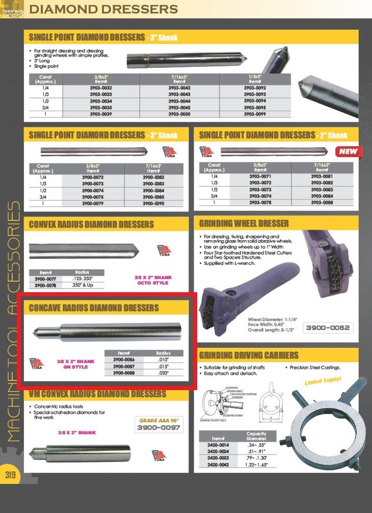 .010" CONCAVE RADIUS DIAMOND DRESSER (3900-0086) - Image 2