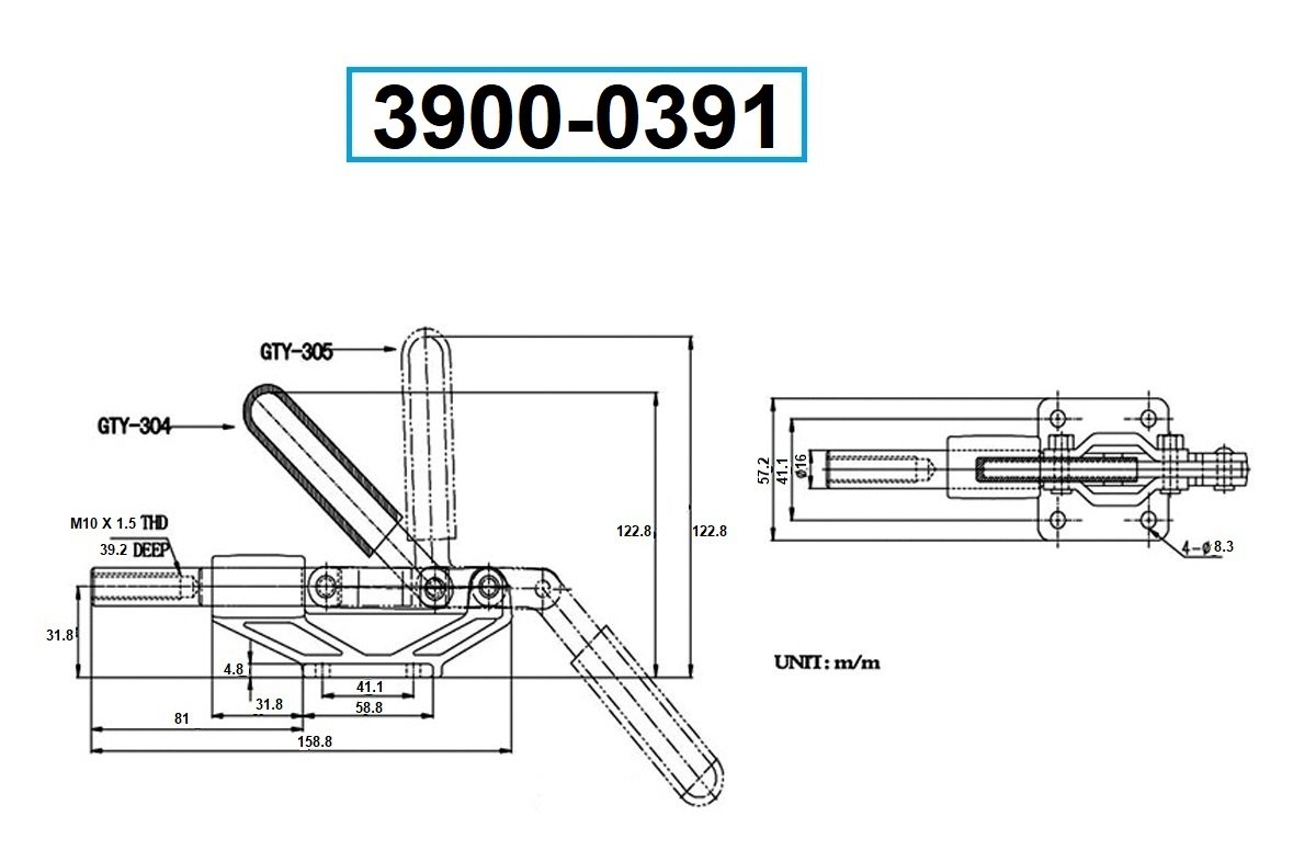 PUSH & PULL CLAMP WITH 90 DEGREE HANDLE & 800 LBS HOLDING CAPACITY (3900-0391) - Image 3