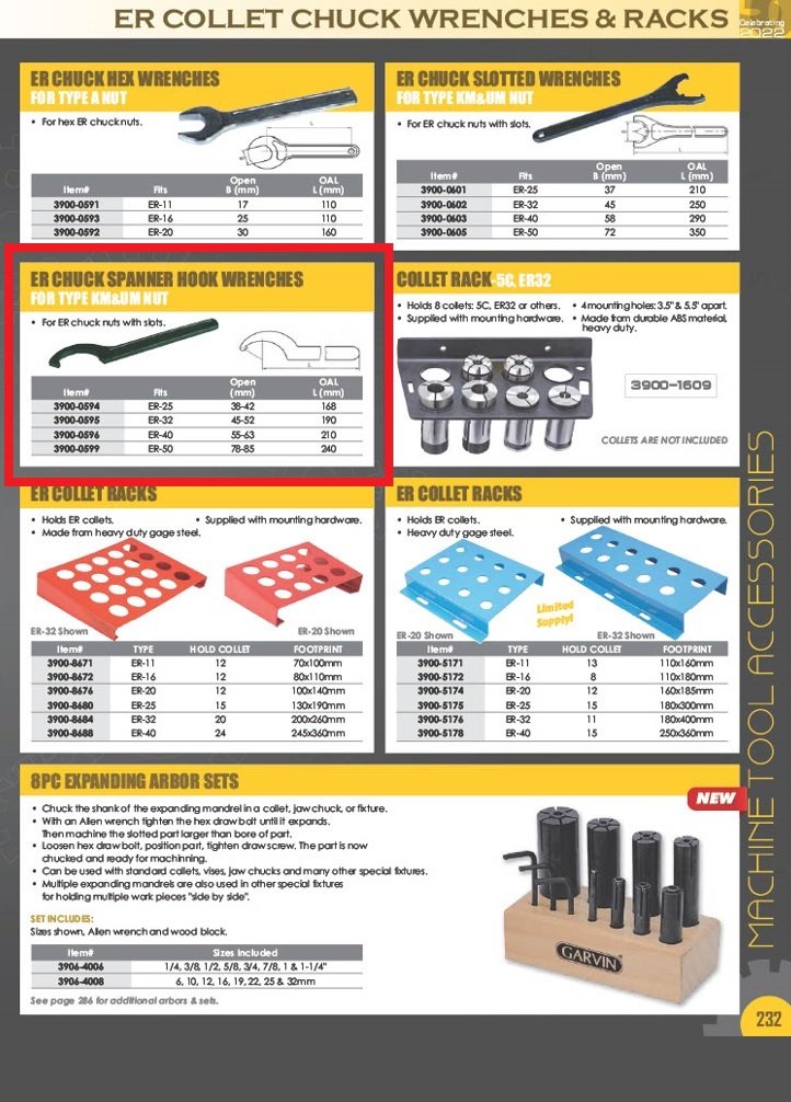 55-63MM ER-40 SPANNER HOOK WRENCH FOR ER CHUCK NUT (3900-0596) - Image 3