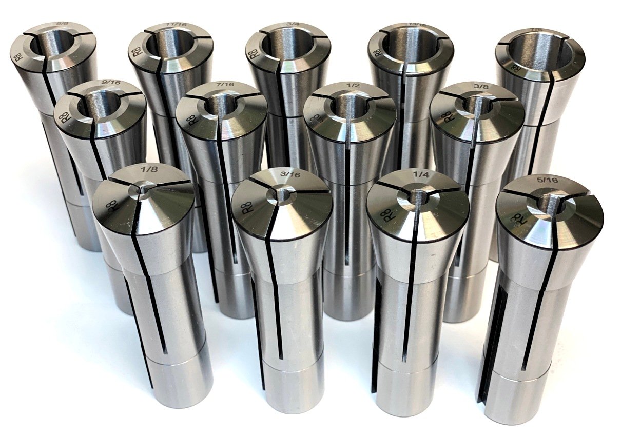 1/8-7/8 BY 16TH 13 PIECE R8 ROUND COLLET SET (3900-0701)