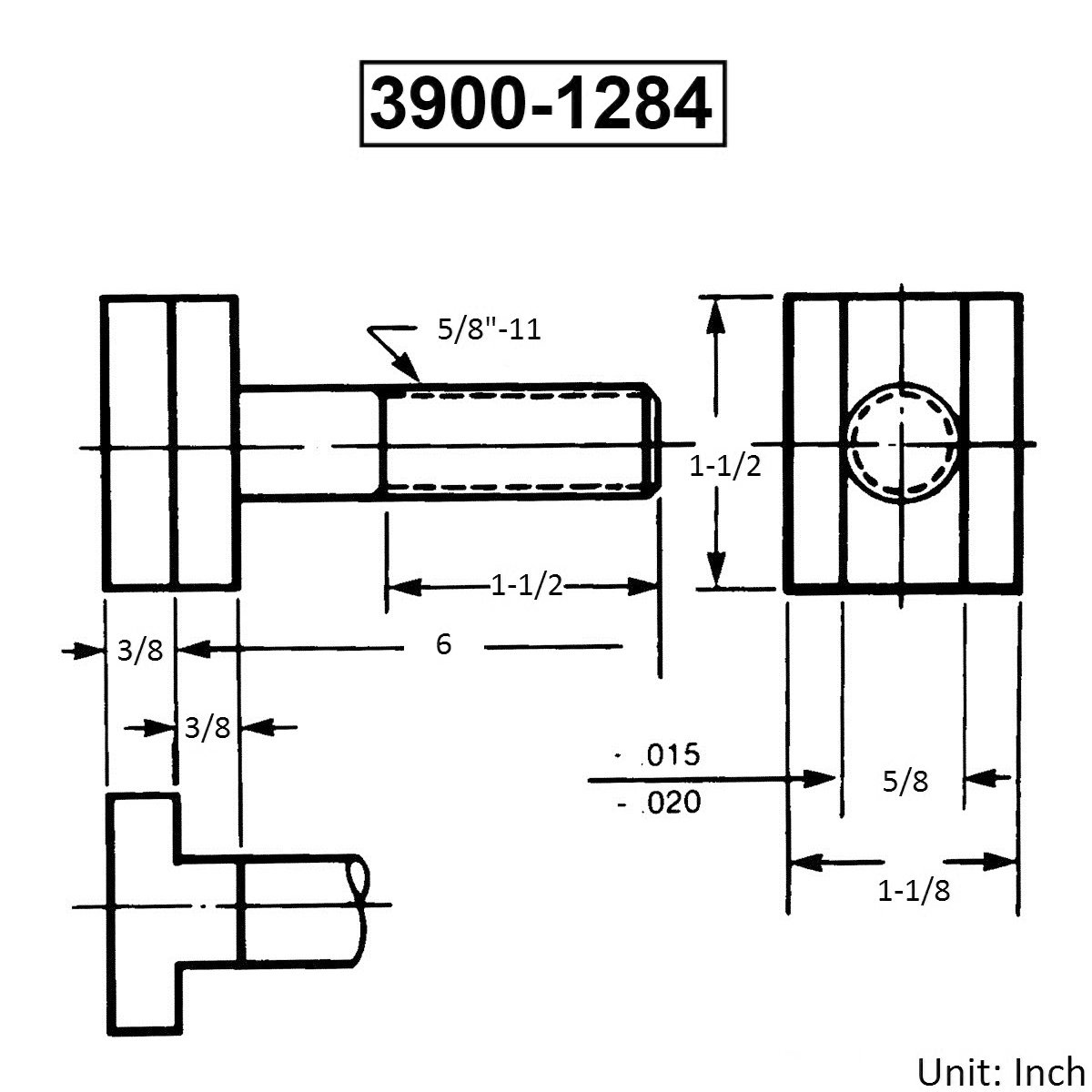 5/8-11 x 6" T-SLOT BOLT (3900-1284) - Image 2