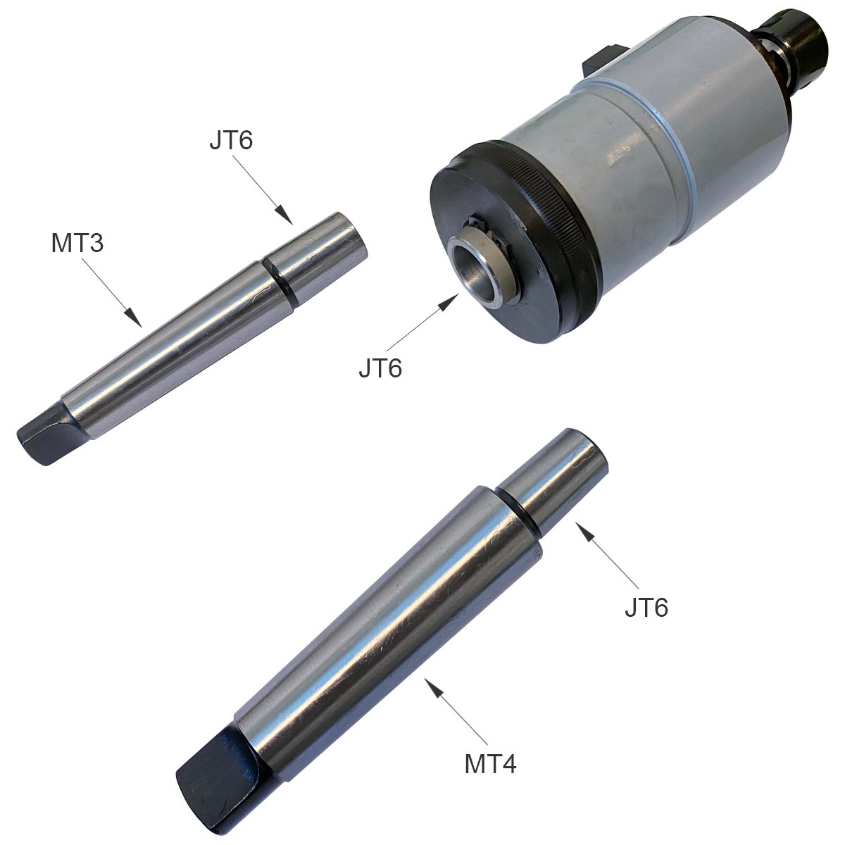 #6-1/2" JT6 SELF REVERSING TAPPING HEAD, 3 & 4 MT SHANKS & 2 COLLETS (3900-1500) - Image 2