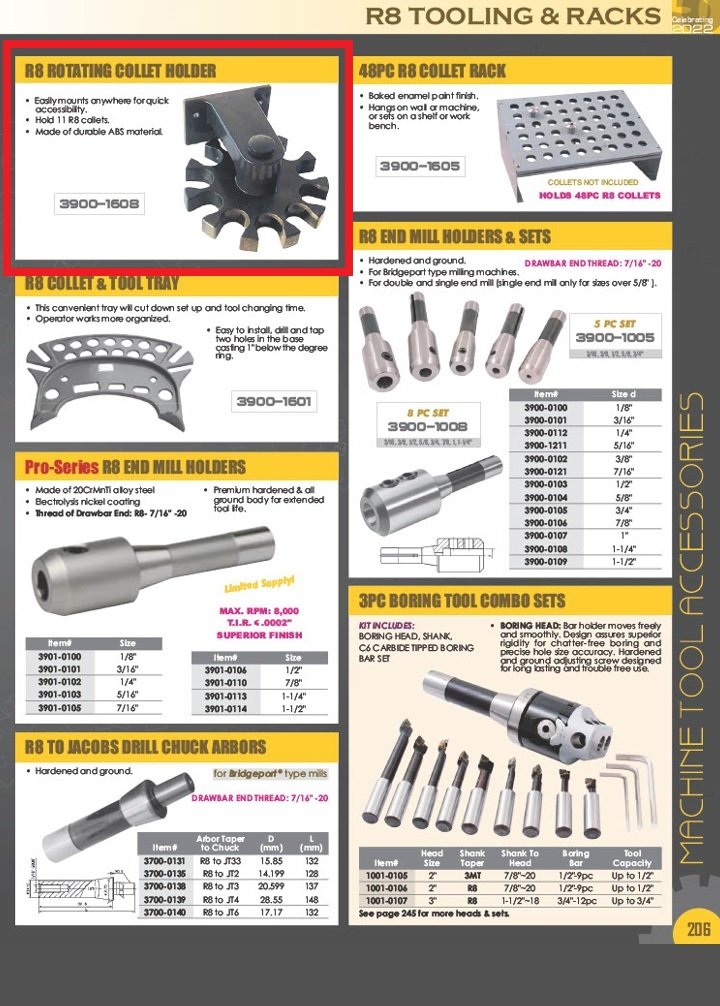 11 PIECE R8 ROTATING COLLET HOLDER (3900-1608) - Image 2