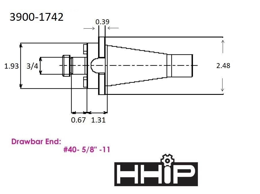 #40 NMTB X 3/4" SHELL END MILL HOLDER (3900-1742) - Image 4