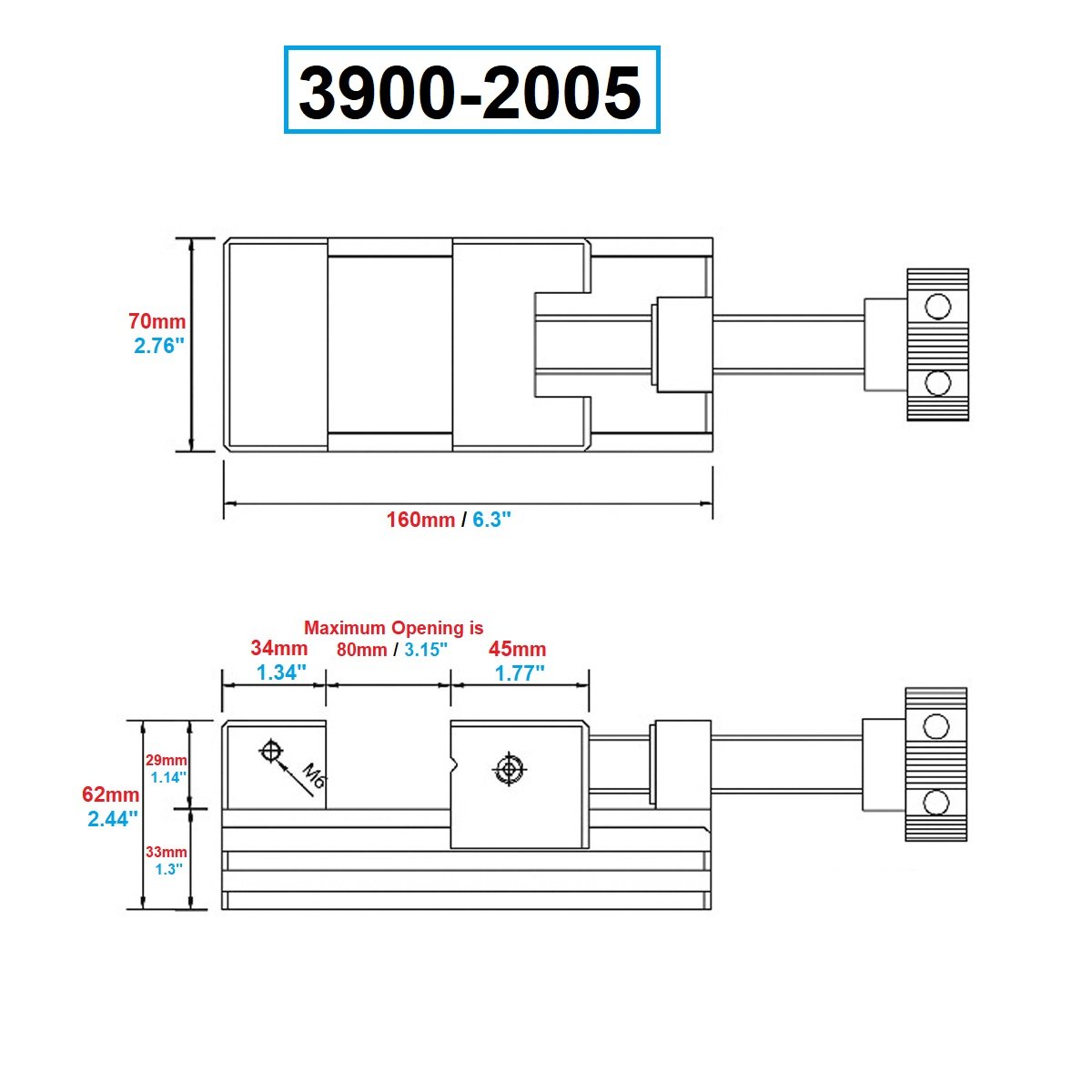 VERTEX 2-3/4" X 6-1/4" SCREW TIGHT STAINLESS STEEL VISE (3900-2005) - Image 2