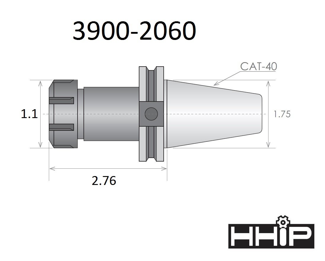 PRO-SERIES CAT40 2.76" ER-16 SPRING COLLET CHUCK WITH HEX NUT (3900-2060) - Image 2