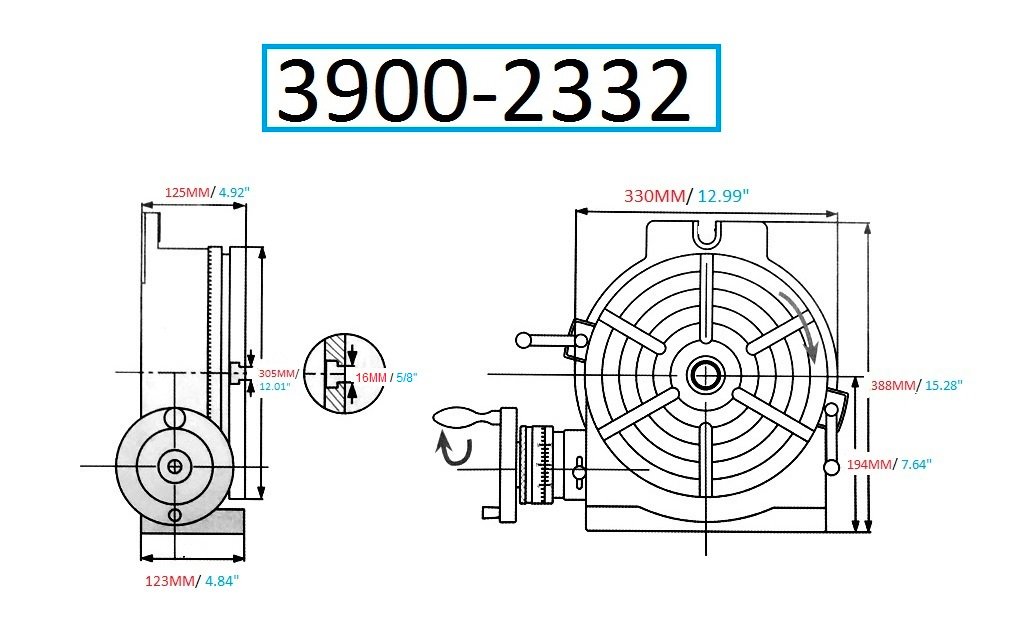 12 INCH HORIZONTAL/VERTICAL ROTARY TABLE MADE IN TAIWAN TRUCK ONLY++ (3900-2332) - Image 2