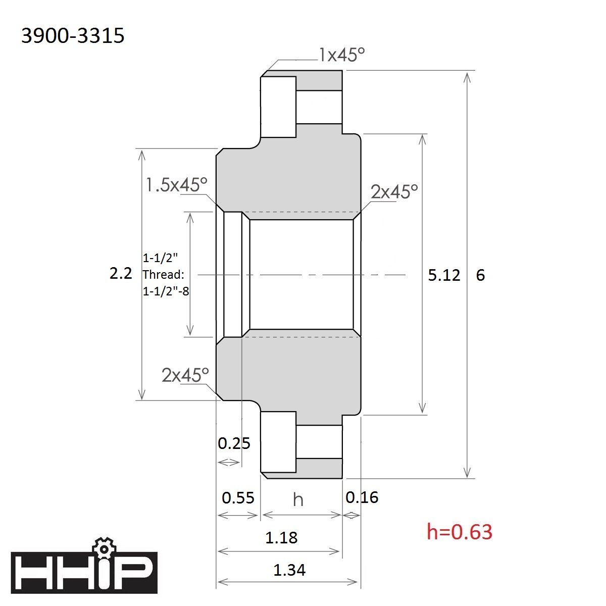 1 1/2-8 NO HOLE BACKPLATE FOR 6" 3 OR 4 JAW CHUCKS (3900-3315) - Image 3