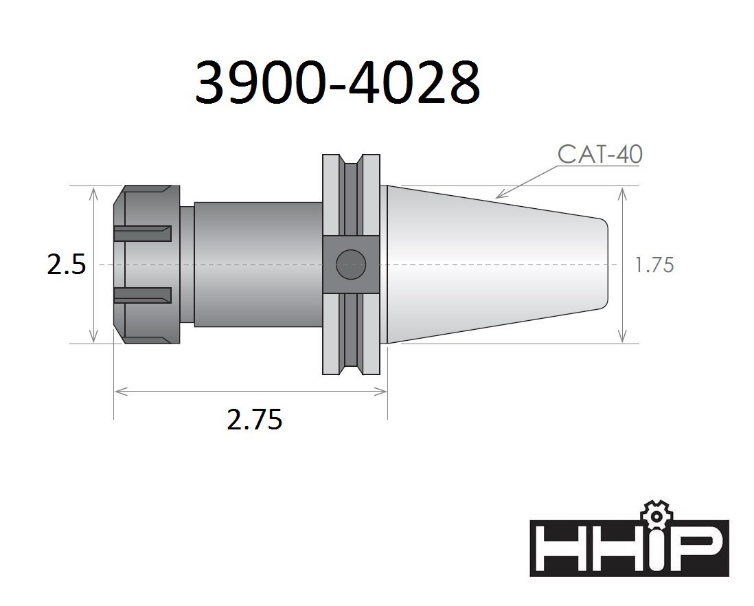 ER-40 CAT 40 V-FLANGE COLLET CHUCK WITH 2.75 GAGE DEPTH (3900-4028) - Image 2