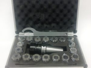 ER-32 CAT 40 V-FLANGE SPRING COLLET CHUCK SET-METAL CASE (3900-4032)