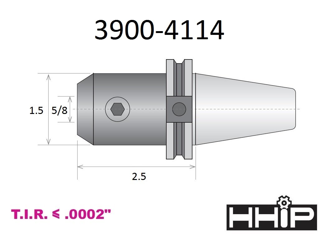 5/8 X CAT 40 V-FLANGE END MILL HOLDER WITH 2.5 GAGE DEPTH (3900-4114) - Image 2