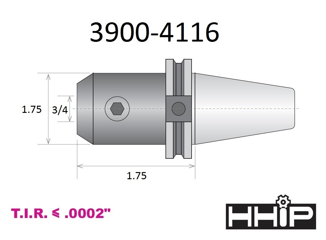 3/4 X CAT 40 V-FLANGE END MILL HOLDER WITH 1.75 GAGE DEPTH (3900-4116) - Image 2