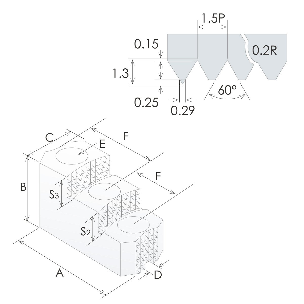 TAIKI 3 PIECE 8" 1.5MM X 60 DEGREE BEST-GRIP HARD JAW SET (3900-4673) - Image 4