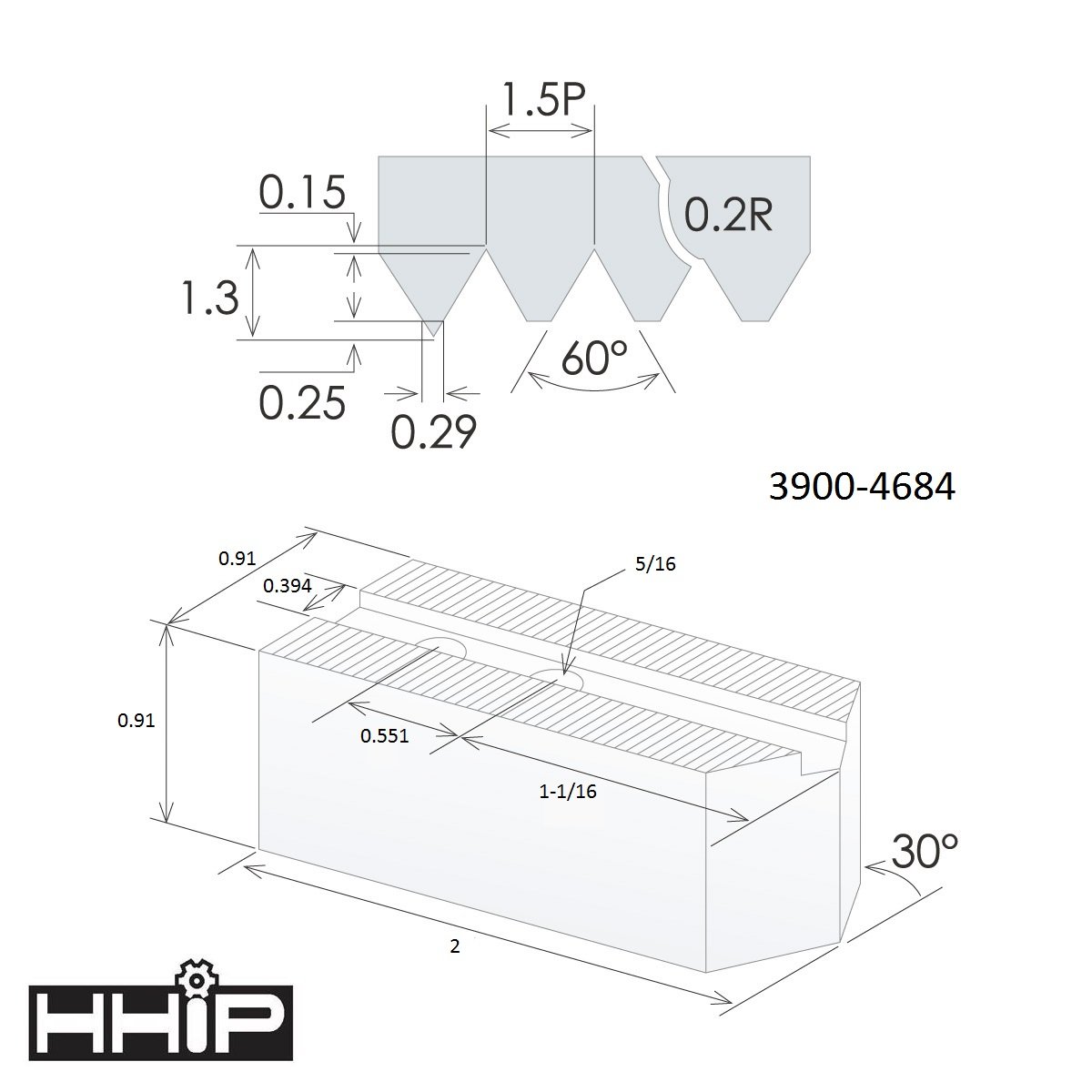 TAIKI 4" 1.5MM X 60 DEGREE 3 PIECE STEEL SOFT JAW SET (3900-4684) - Image 2