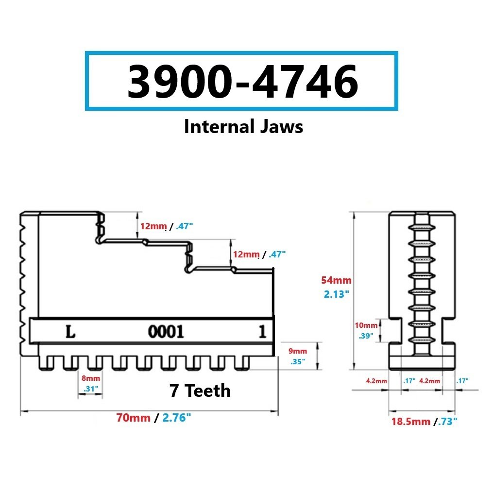 INTERNAL STEEL HARD JAW SET(3 PIECE)-FOR K11 150 CHUCK(6 INCH) (3900-4746) - Image 3