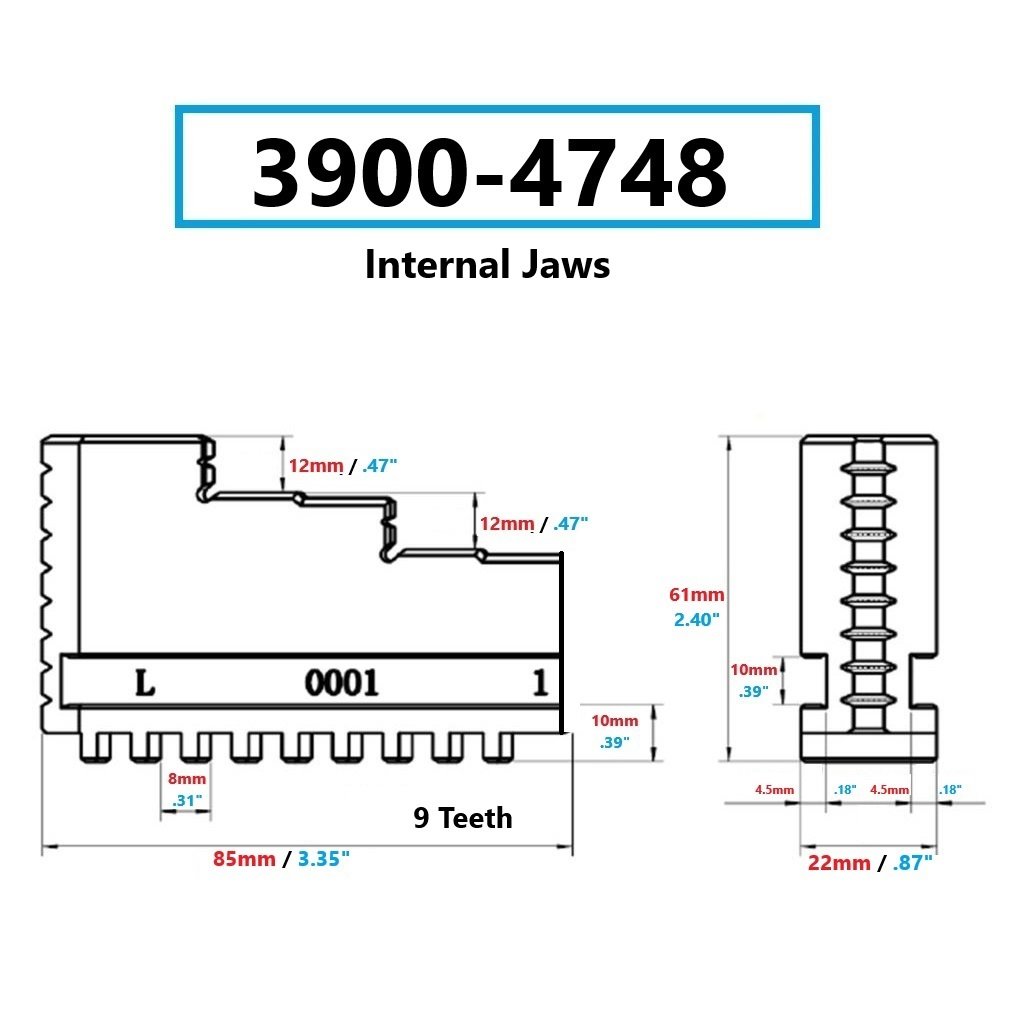 INTERNAL STEEL HARD JAW SET(3 PIECE)-FOR K11 200 CHUCK(8 INCH) (3900-4748) - Image 3