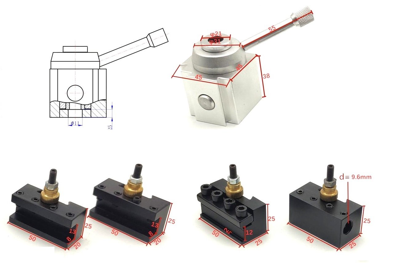 MINI ALUMINUM QUICK CHANGE TOOL POST & HOLDER KIT (3900-5350) - Image 3