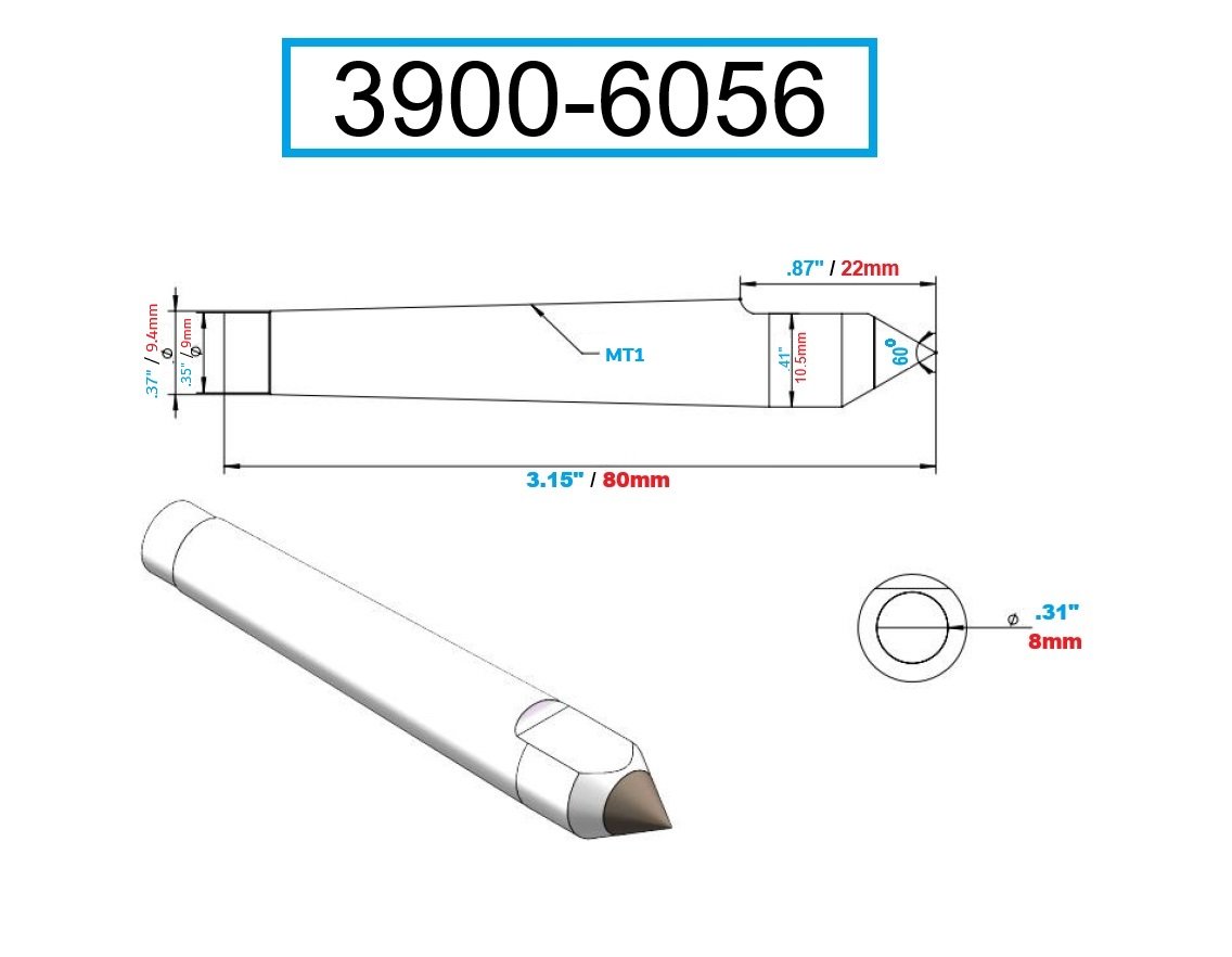 MT1 CARBIDE TIPPED HALF-NOTCHED DEAD CENTER (3900-6056) - Image 2