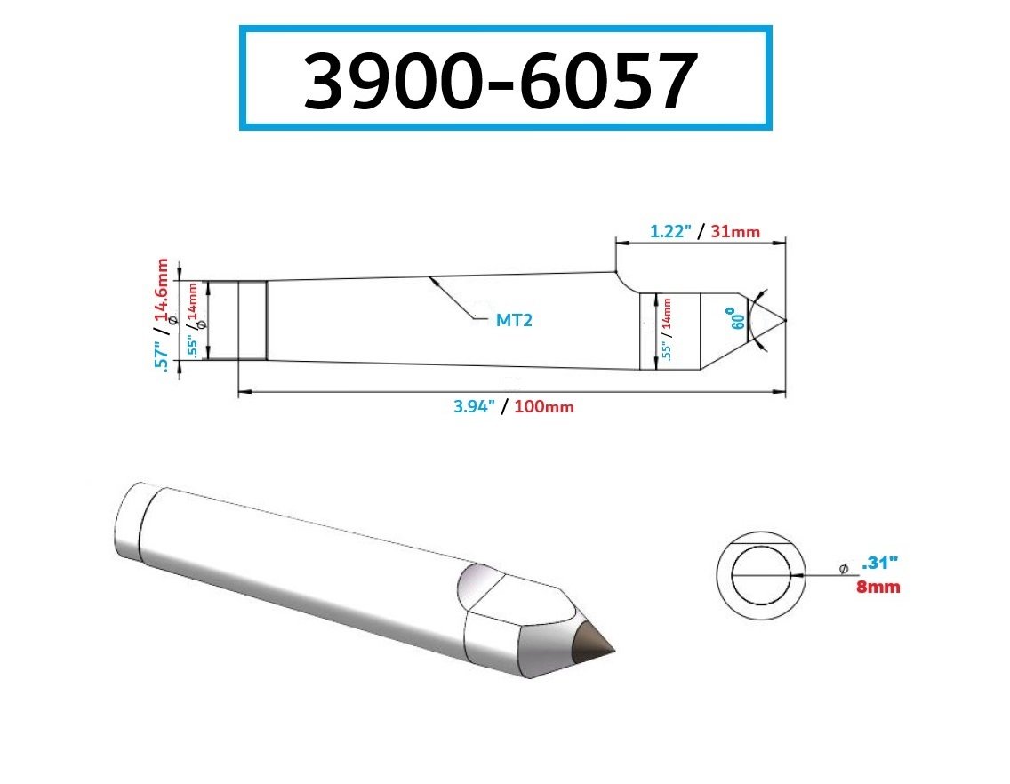 MT2 CARBIDE TIPPED HALF-NOTCHED DEAD CENTER (3900-6057) - Image 5