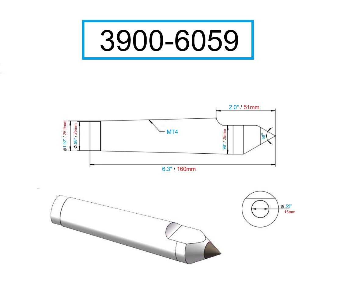 MT4 CARBIDE TIPPED HALF-NOTCHED DEAD CENTER (3900-6059) - Image 2