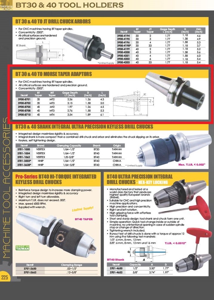 BT40 V-FLANGE TO MT2 DRILL CHUCK ARBOR (3900-8705) - Image 4