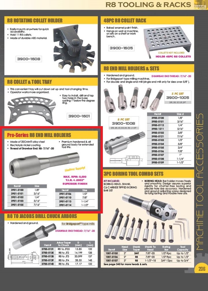 1/8" R8 END MILL HOLDER-PRO SERIES (3901-0100) - Image 2