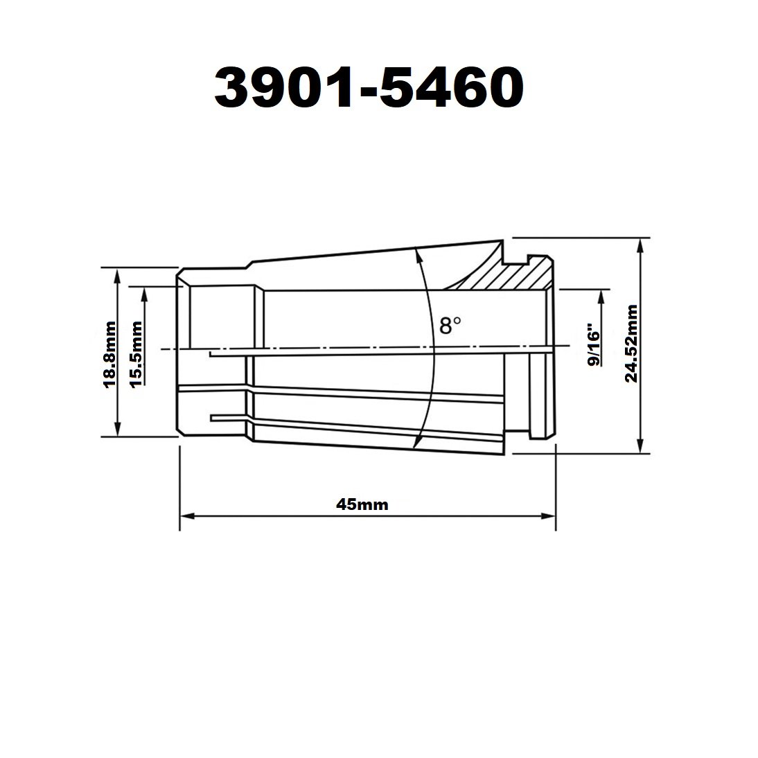 PRO-SERIES 9/16" SK16 LYNDEX STYLE COLLET (3901-5460) - Image 3