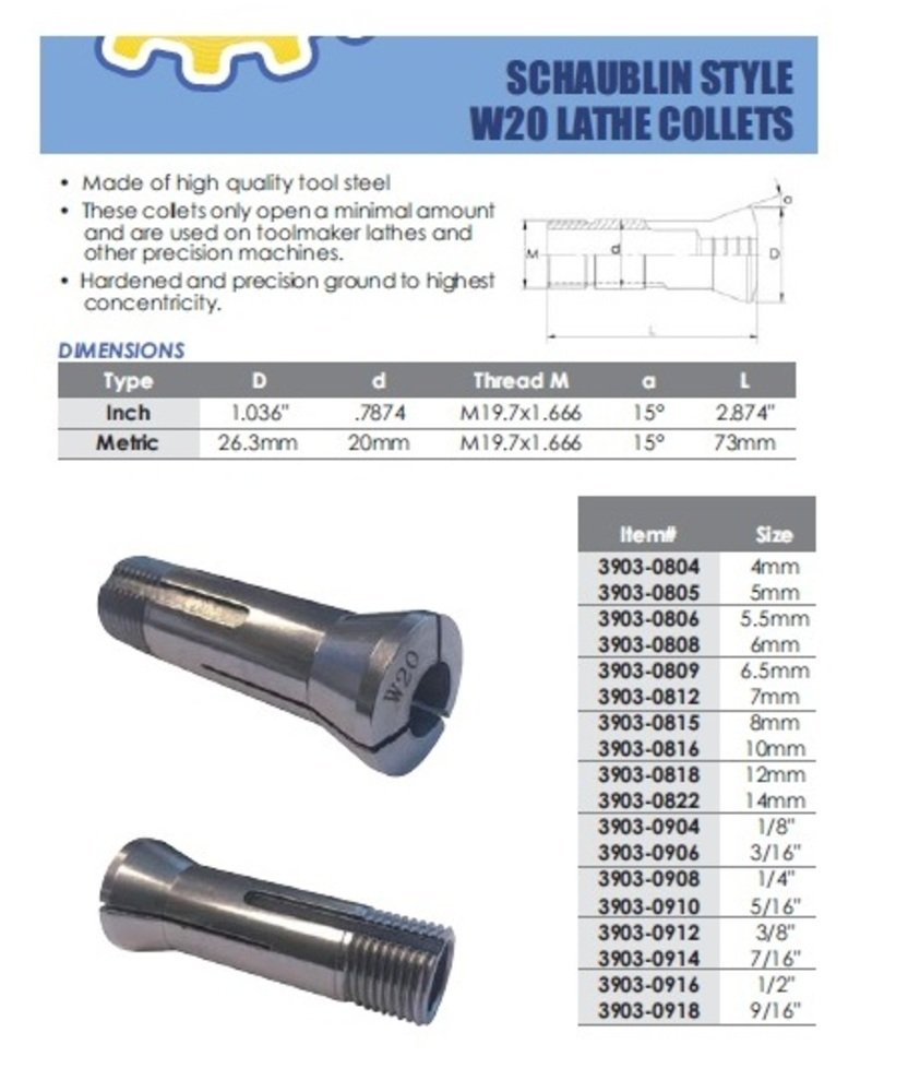 10MM SCHAUBLIN STYLE W20 LATHE COLLET (3903-0816) - Image 4