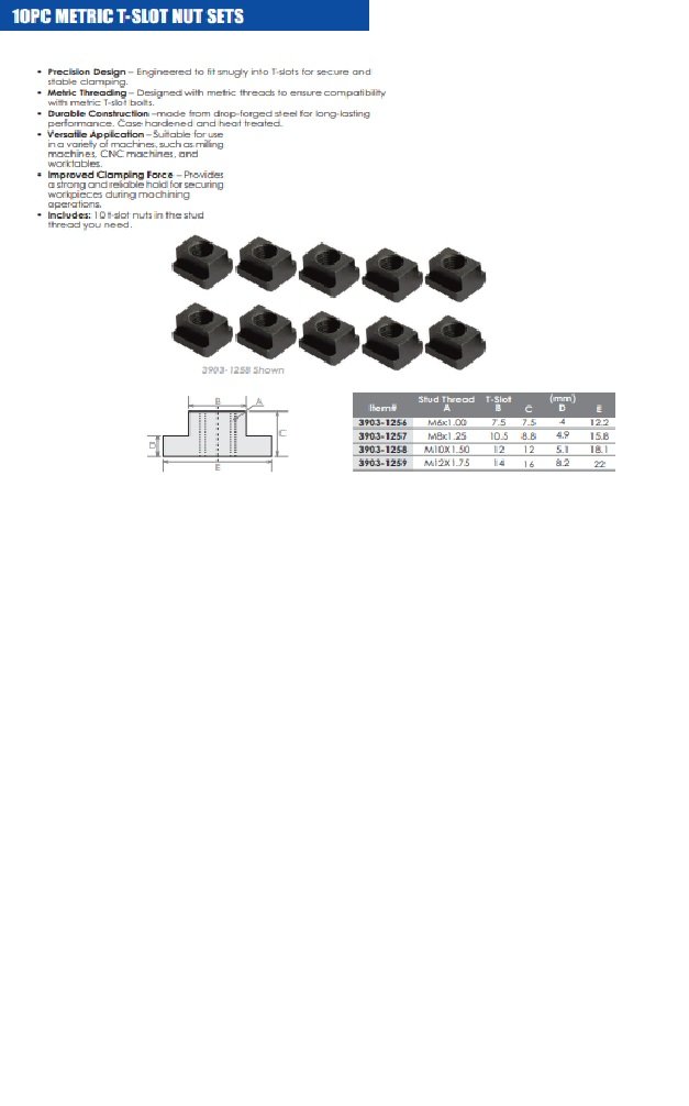 HHIP M10 X 1.50 10 PIECE T-NUT SET (3903-1258) - Image 3