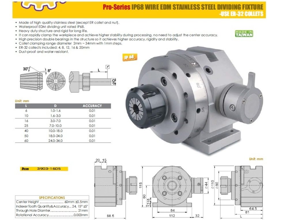 PRO-SERIES ER-32 STAINLESS STEEL EDM DIVIDING FIXTURE (3903-1605) - Image 5