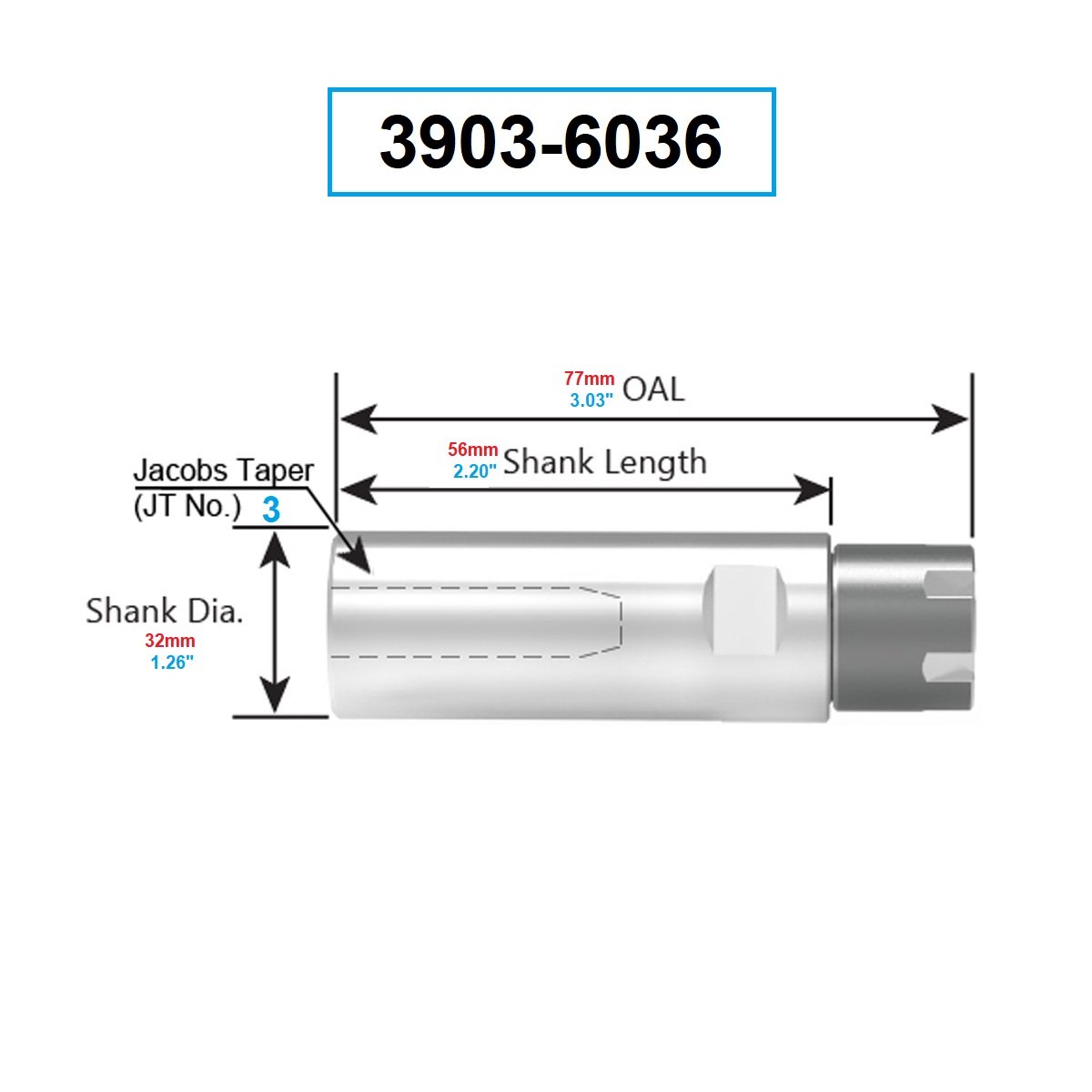 ER-25 COLLET & DRILL CHUCK WITH JT3 SLEEVE (3903-6036) - Image 5