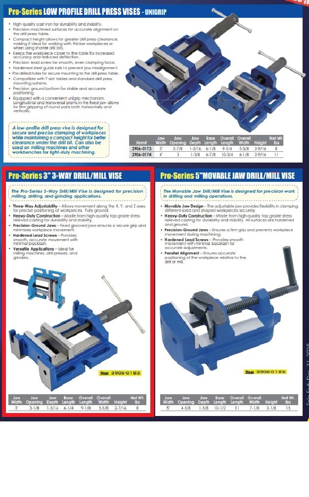 PRO-SERIES 3" 3-WAY DRILL/MILL VISE (3906-0183) - Image 4