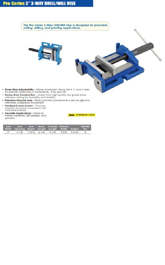 PRO-SERIES 3" 3-WAY DRILL/MILL VISE (3906-0183) - Image 3