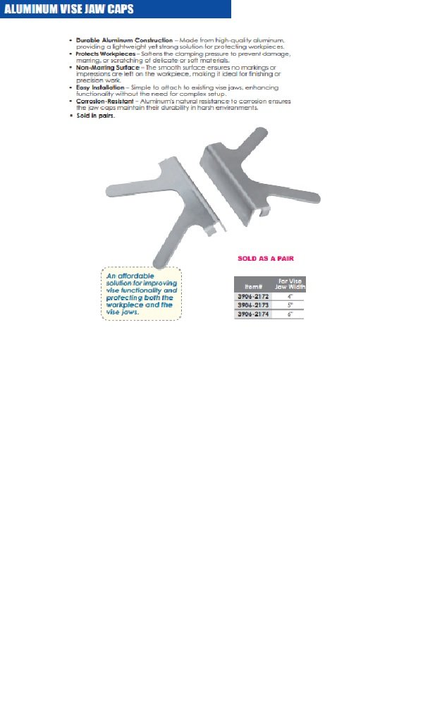HHIP PAIR OF 4" WIDE ALUMUNIUM VISE JAW CAPS (3906-2172)