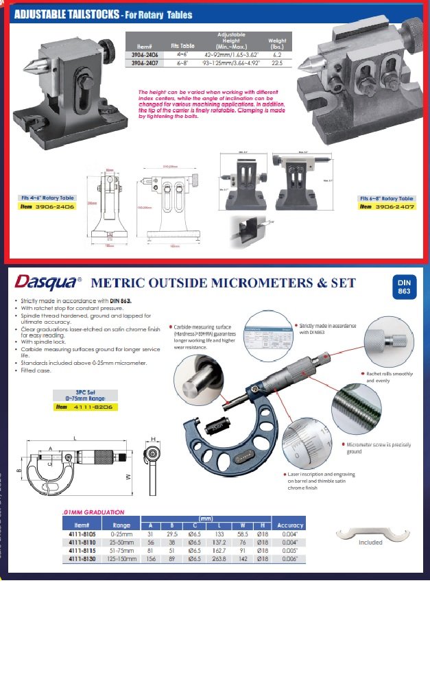 1.65-3.62" ADJUSTABLE TAILSTOCK FOR 4-6" ROTARY TABLES (3906-2406) - Image 2