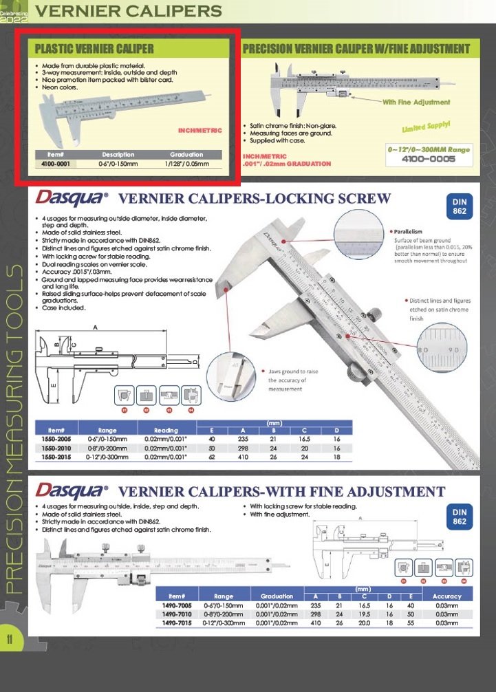 6" / 150MM PLASTIC VERNIER CALIPER (4100-0001) - Image 2