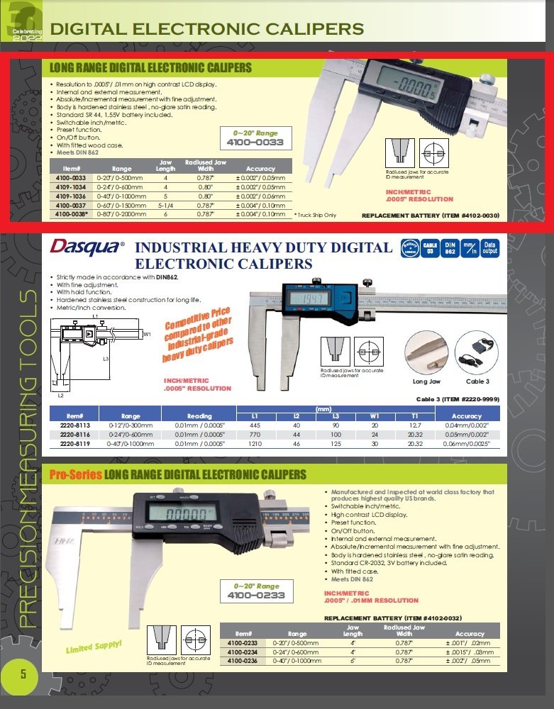 DASQUA 24 INCH / 600MM LONG DIGITAL ELECTRONIC CALIPER*use 2220-8116* (4109-1034) - Image 3