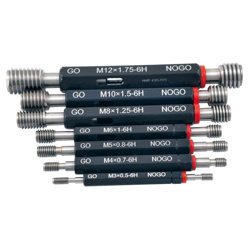 7 PIECE H6 METRIC GO-NOGO THREAD PLUG GAGE SET WITH HANDLE (4101-1171)