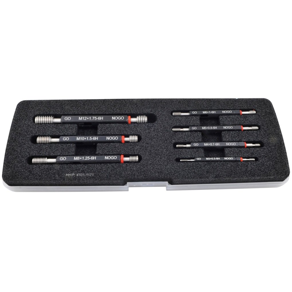 7 PIECE H6 METRIC GO-NOGO THREAD PLUG GAGE SET WITH HANDLE (4101-1171) - Image 2