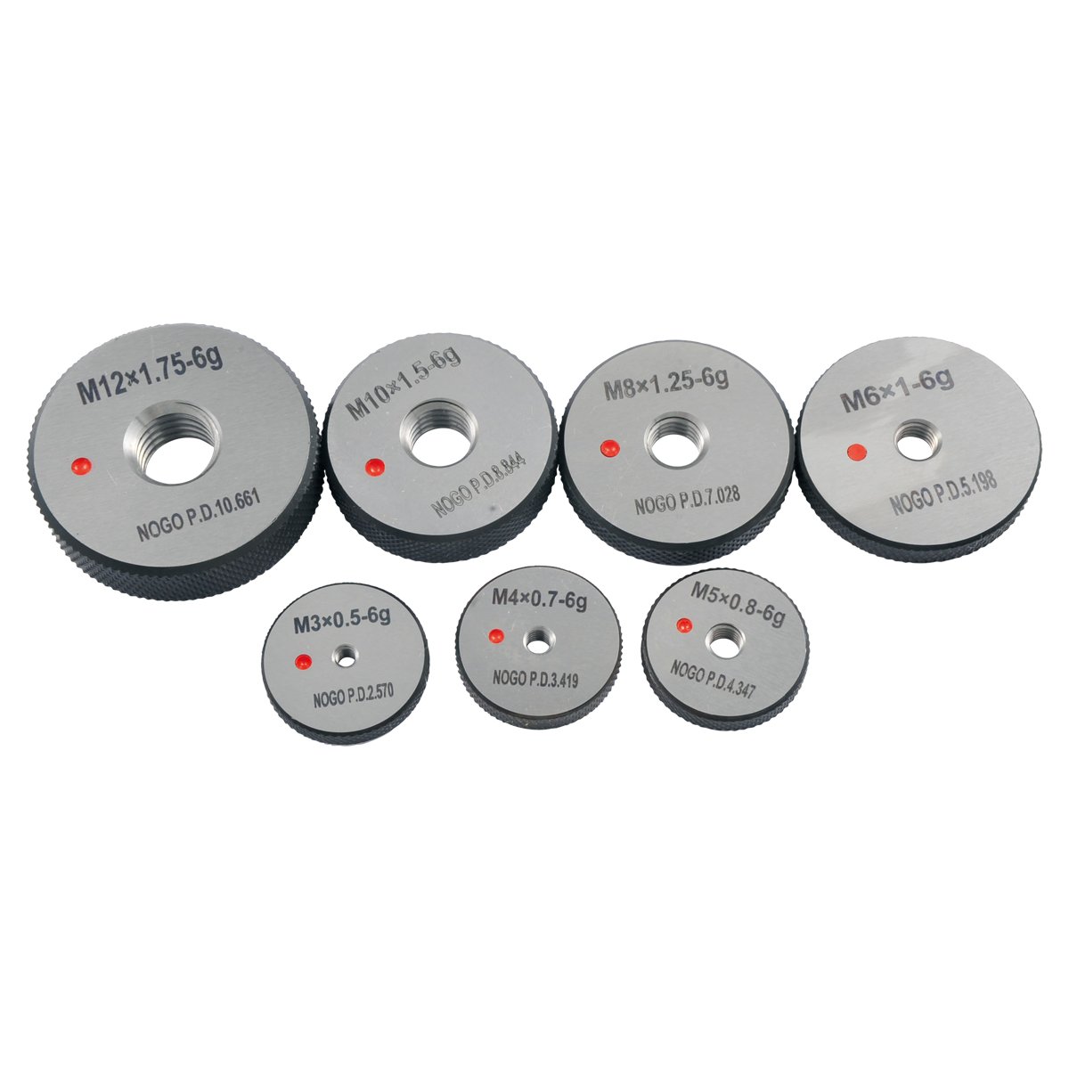 HHIP 7 PIECE 6G M3-M12 NO-GO METRIC THREAD RING GAGE SET (4101-1177) - Image 2
