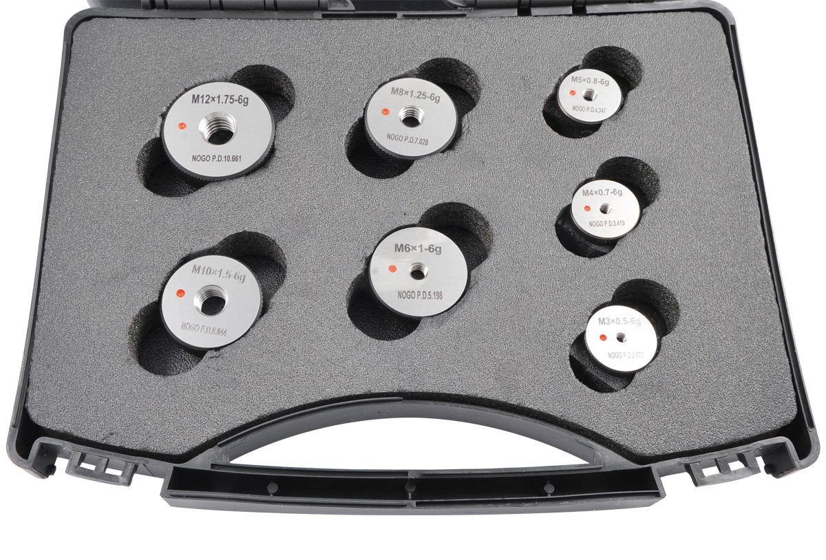 HHIP 7 PIECE 6G M3-M12 NO-GO METRIC THREAD RING GAGE SET (4101-1177)