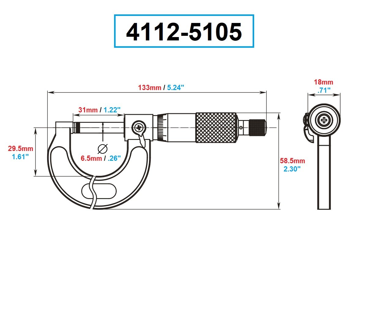 DASQUA 0-1 INCH OUTSIDE MICROMETER (4112-5105) - Image 6