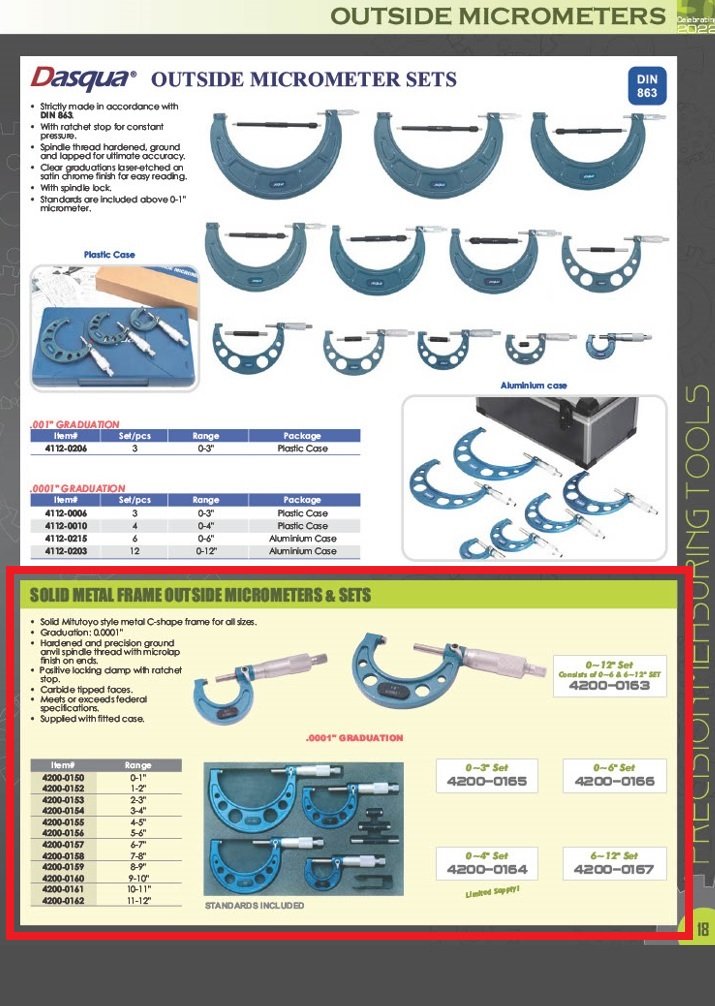 5-6" C-TYPE OUTSIDE MICROMETER .0001" (4200-0156) - Image 3