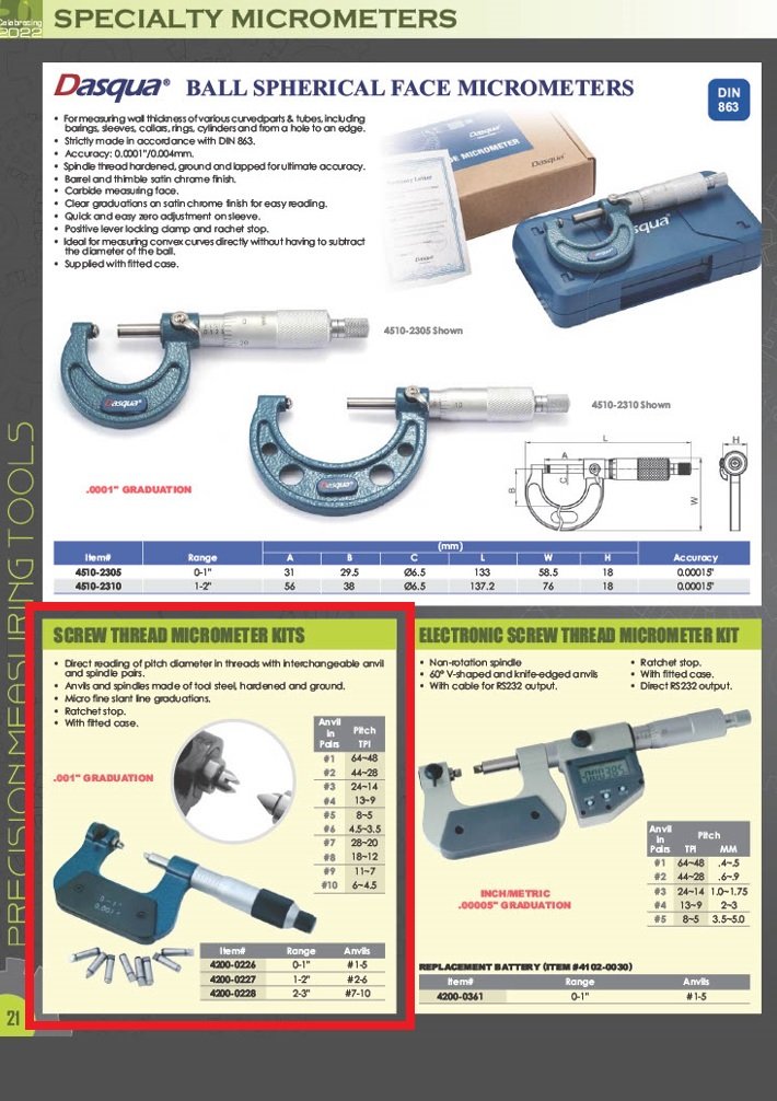 0-1" / 0.001" SCREW THREAD MICROMETER KIT (4200-0226) - Image 3